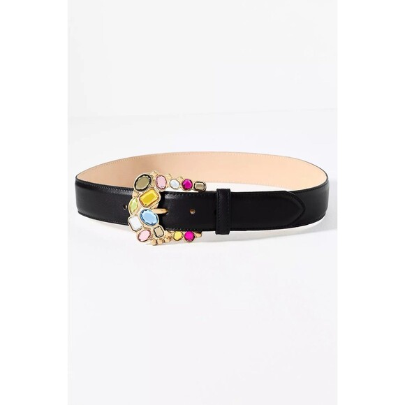 Streets Ahead Mixed Gem Belt Vale Italian Leather 24K Gold Crystals Anthropologi main image 10